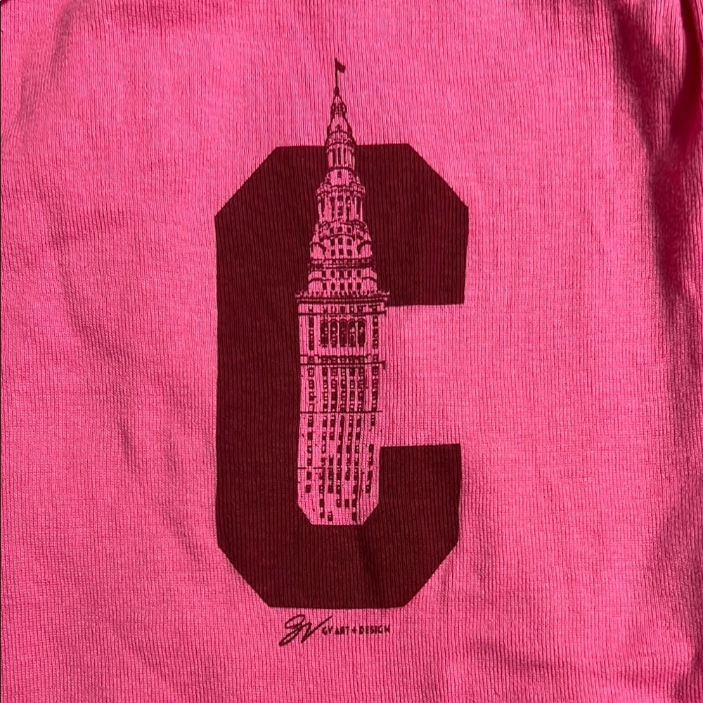 Cleveland Tower City GV art and design pink baby onesie bodysuit 6 months